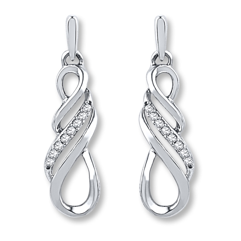 Main Image 1 of Diamond Earrings 1/10 ct tw Round-cut 10K White Gold