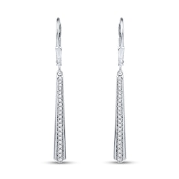 Diamond Drop Earrings 1/4 ct tw Round-cut Sterling Silver