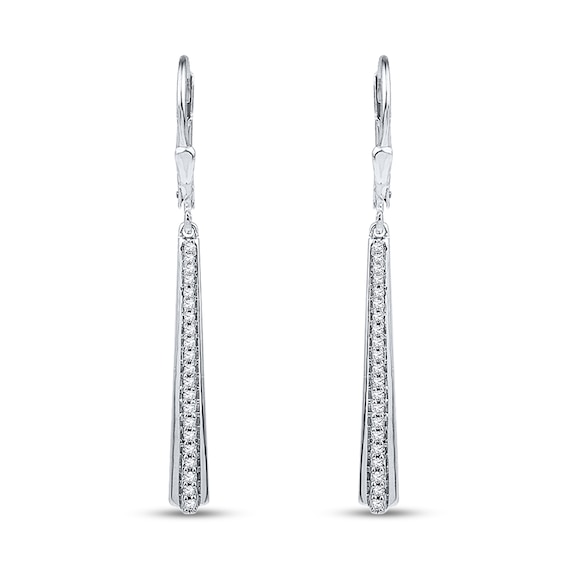 Diamond Drop Earrings 1/4 ct tw Round-cut Sterling Silver