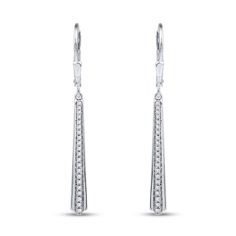Main Image 1 of Diamond Drop Earrings 1/4 ct tw Round-cut Sterling Silver