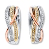 Thumbnail Image 1 of Hoop Earrings 1/5 ct tw Diamonds Sterling Silver & 10K Two-Tone Gold