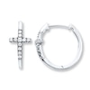 Thumbnail Image 1 of Cross Hoop Earrings 1/6 ct tw Diamonds Sterling Silver