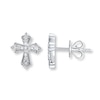 Thumbnail Image 1 of Diamond Cross Earrings 1/10 ct tw Round-cut 10K White Gold