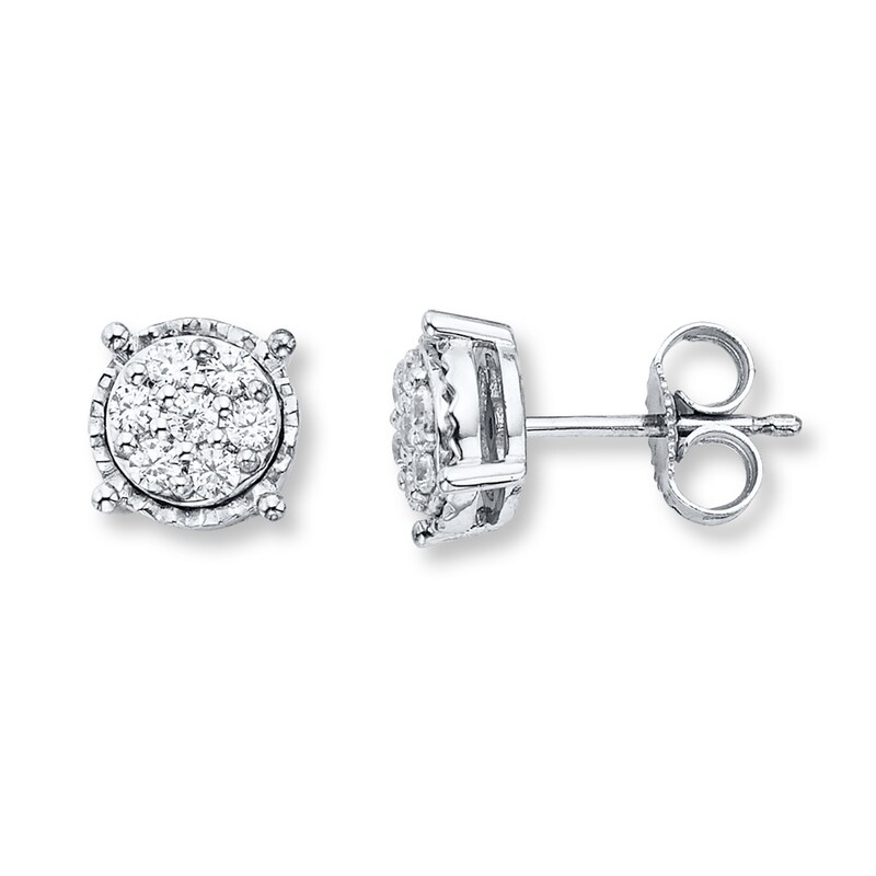 Diamond Stud Earrings 1 4 Ct Tw Round Cut Sterling Silver Womens