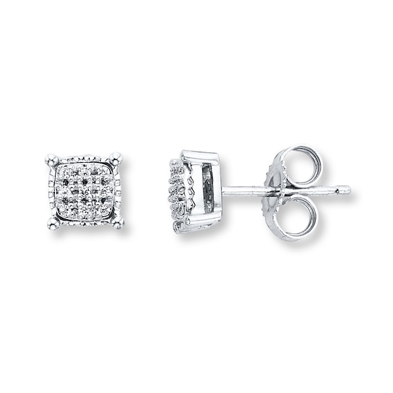 Diamond Stud Earrings 1/20 ct tw Round-cut Sterling Silver