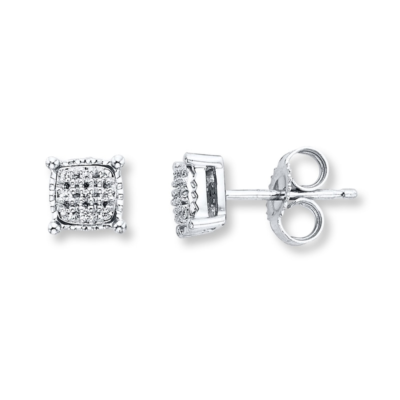 Main Image 1 of Diamond Stud Earrings 1/20 ct tw Round-cut Sterling Silver