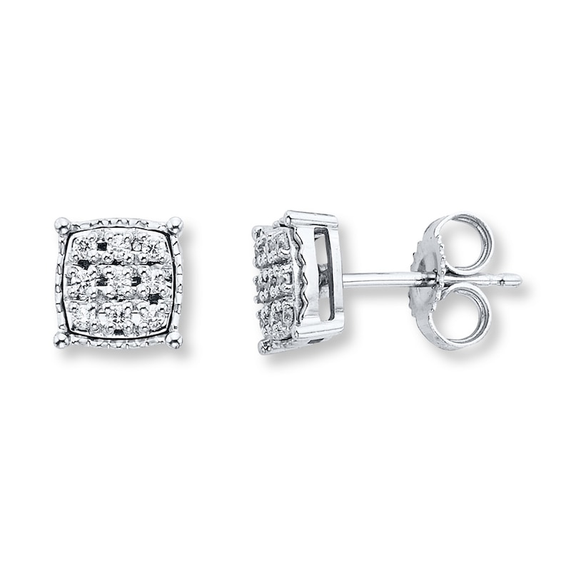 Main Image 1 of Diamond Stud Earrings 1/10 ct tw Round-cut Sterling Silver