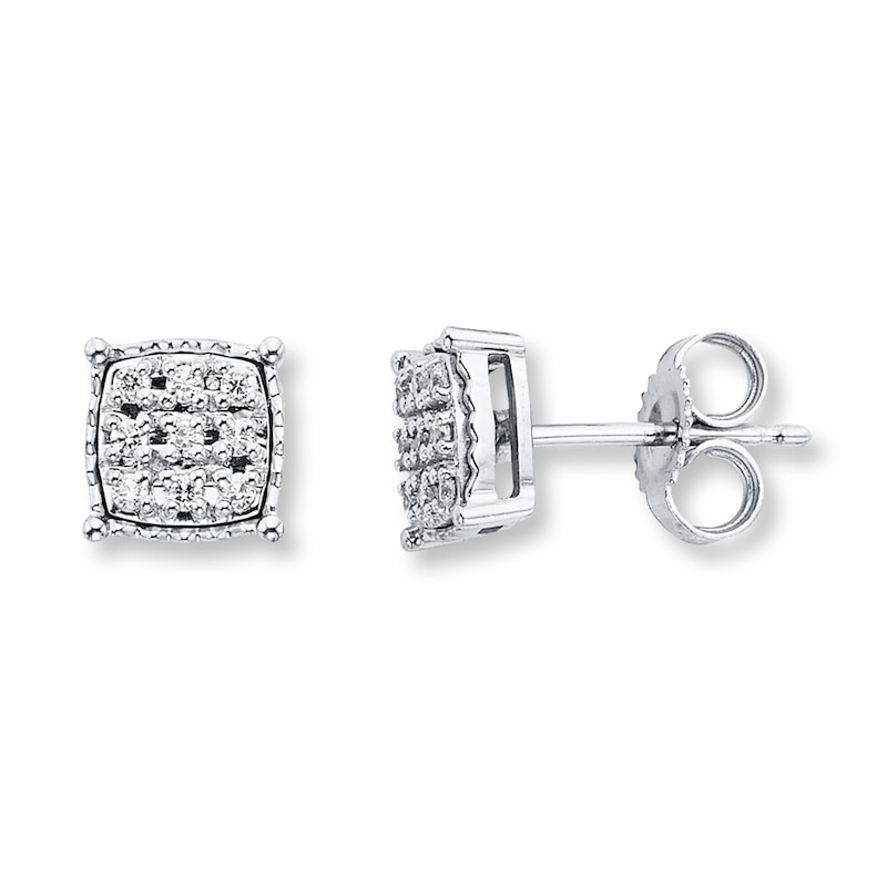 Diamond Stud Earrings 1/10 ct tw Round-cut Sterling Silver