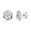 Thumbnail Image 0 of Diamond Flower Earrings 1/10 ct tw Round-cut Sterling Silver