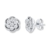Thumbnail Image 1 of Diamond Flower Earrings 1/10 ct tw Round-cut Sterling Silver