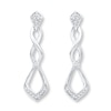 Thumbnail Image 1 of Diamond Drop Earrings 1/10 ct tw Round-cut Sterling Silver