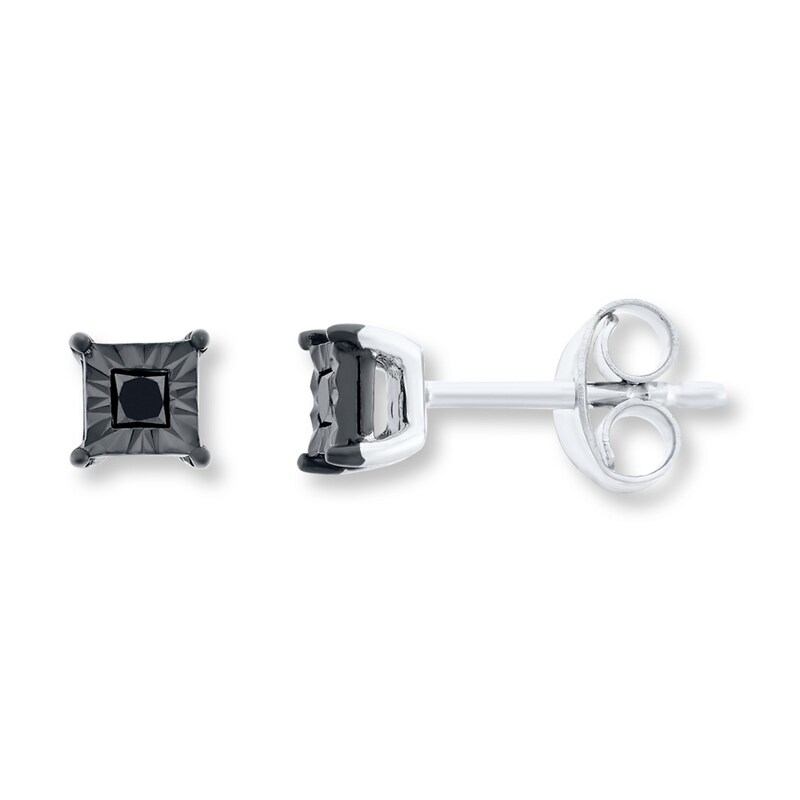 Black Diamond Earrings 1 3 Ct Tw Princess Cut 10k White Gold Kay Black Diamond Earrings 1 3 Ct Tw Princess Cut 10k White Gold Kay