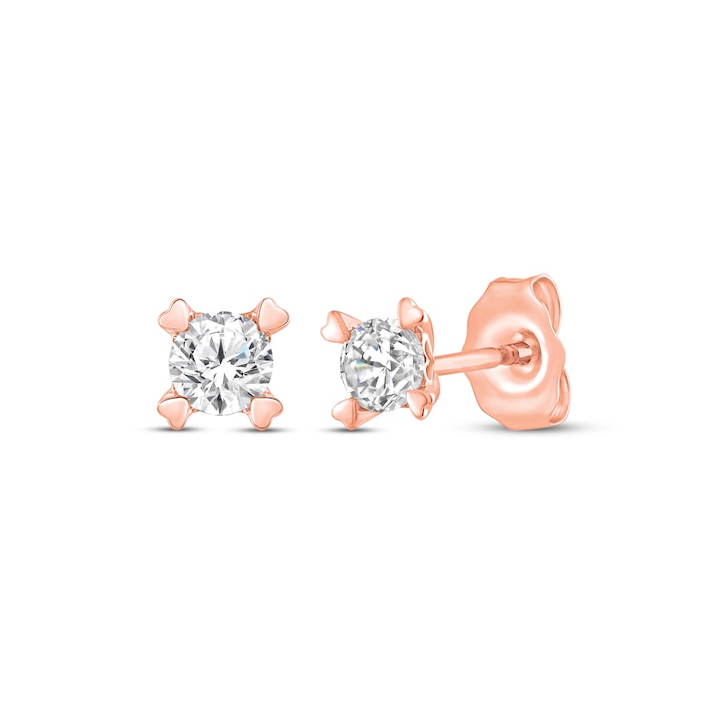 Main Image 1 of Diamond Earrings 1/4 ct tw Round-cut 14K Rose Gold (I/I2)