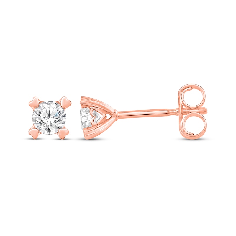 Main Image 3 of Diamond Earrings 1/4 ct tw Round-cut 14K Rose Gold (I/I2)