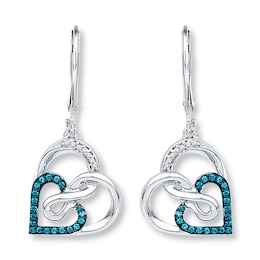 Infinity Heart Earrings 1/5 ct tw Diamonds Sterling Silver