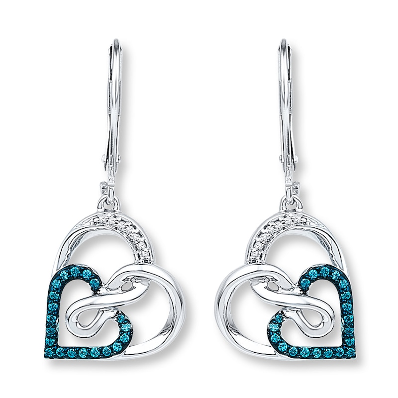 Infinity Heart Earrings 1/5 ct tw Diamonds Sterling Silver
