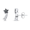 Young Teen Star Earrings Black & White Diamonds Sterling Silver
