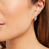 Thumbnail Image 2 of Heart Hoop Earrings 1/15 ct tw Diamonds Sterling Silver
