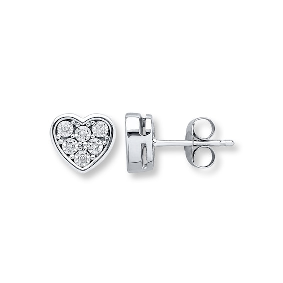 Young Teen Heart Earrings Diamond Accents Sterling Silver | Kay
