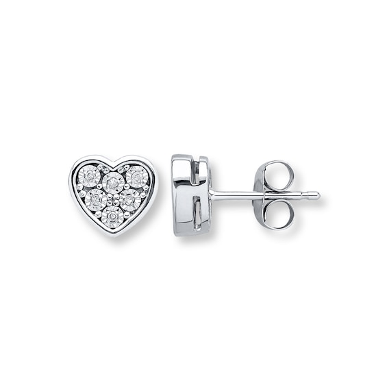 Young Teen Heart Earrings Diamond Accents Sterling Silver