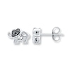Thumbnail Image 1 of Young Teen Elephant Earrings Black Diamonds Sterling Silver
