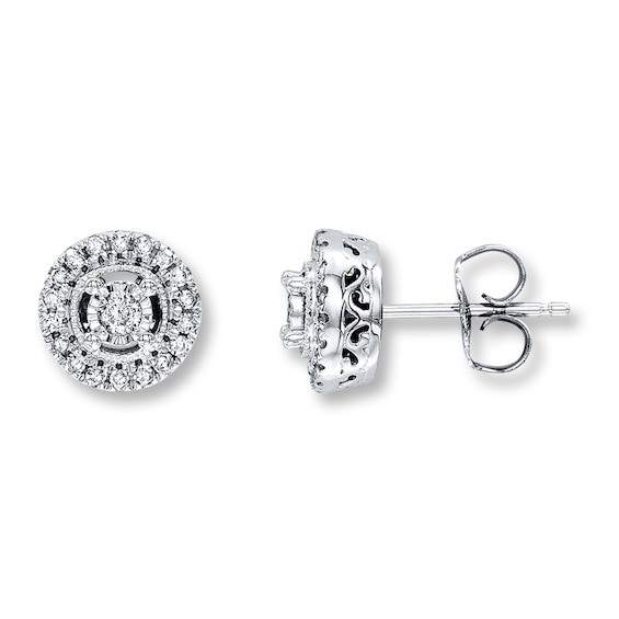 Diamond Earrings 1/4 ct tw Round-cut 10K White Gold