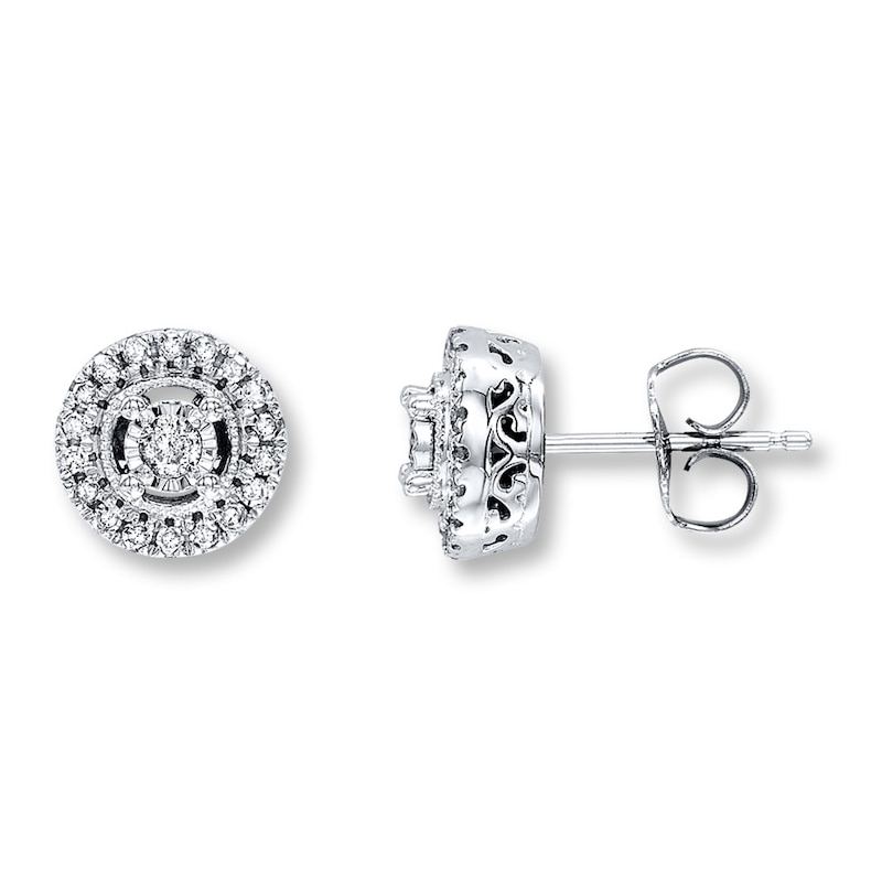Main Image 1 of Diamond Earrings 1/4 ct tw Round-cut 10K White Gold