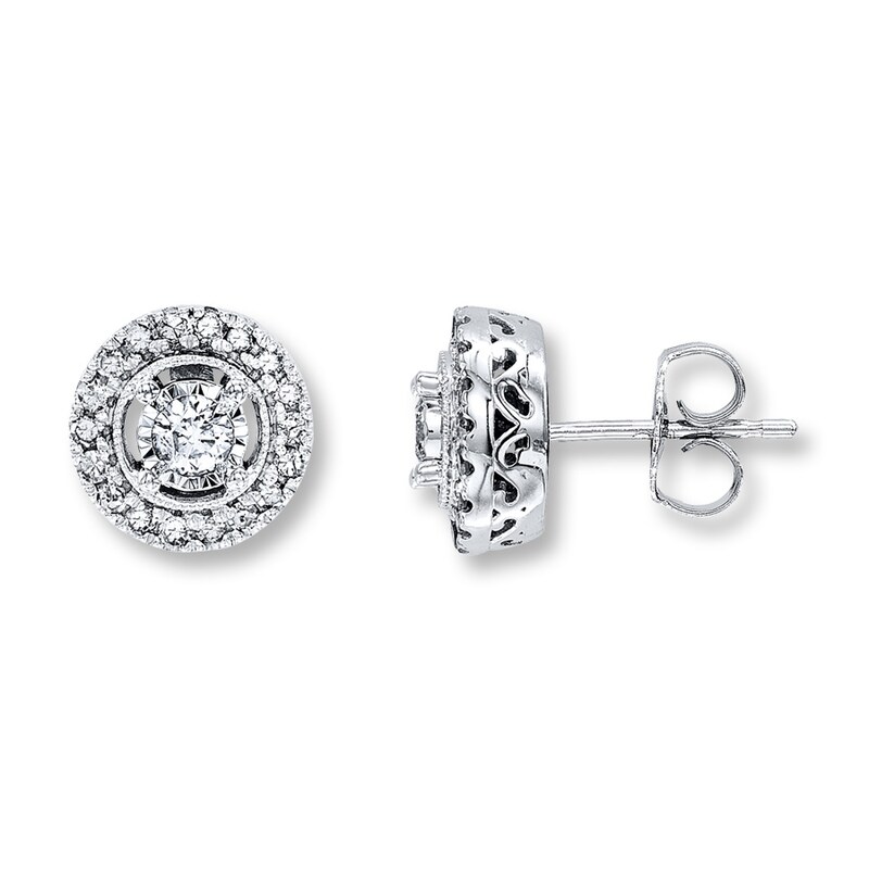 Diamond Earrings 1/2 ct tw Round-cut 10K White Gold