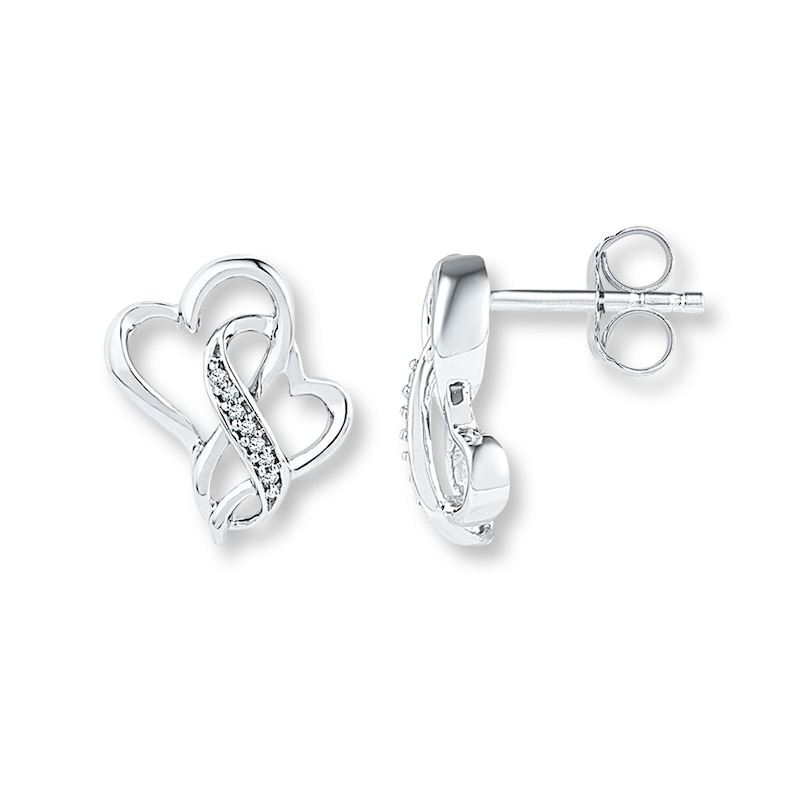 Main Image 1 of Heart & Infinity Earrings 1/20 ct tw Diamonds Sterling Silver