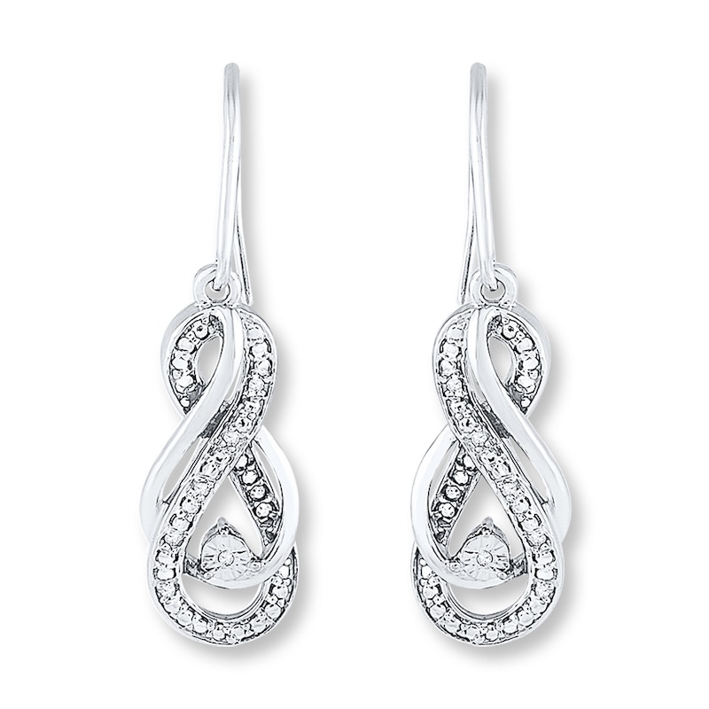 Main Image 1 of Diamond Infinity Earrings 1/15 ct tw Round-cut Sterling Silver