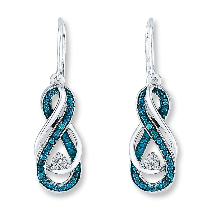 Main Image 1 of Diamond Infinity Earrings 1/15 ct tw Blue/White Sterling Silver