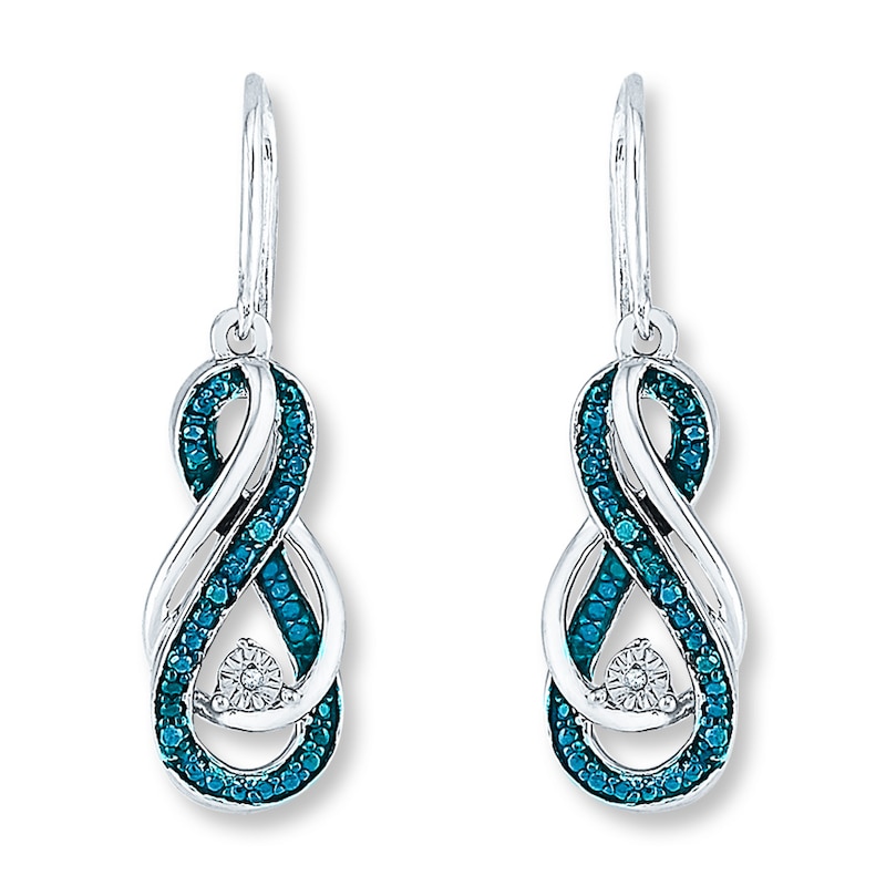 Diamond Infinity Earrings 1/15 ct tw Blue/White Sterling Silver