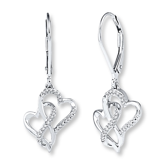 Infinity Heart Earrings 1/6 ct tw Diamonds Sterling Silver