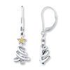 Thumbnail Image 1 of Christmas Tree Earrings Yellow & White Diamonds Sterling Silver
