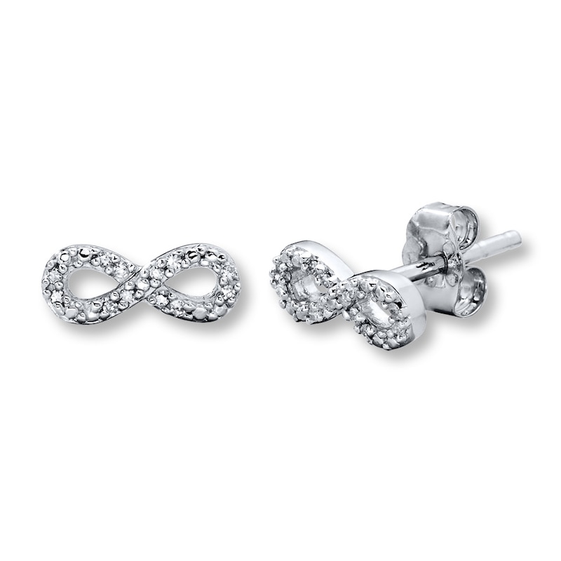 Diamond Infinity Earrings 1/20 ct tw Round-cut Sterling Silver