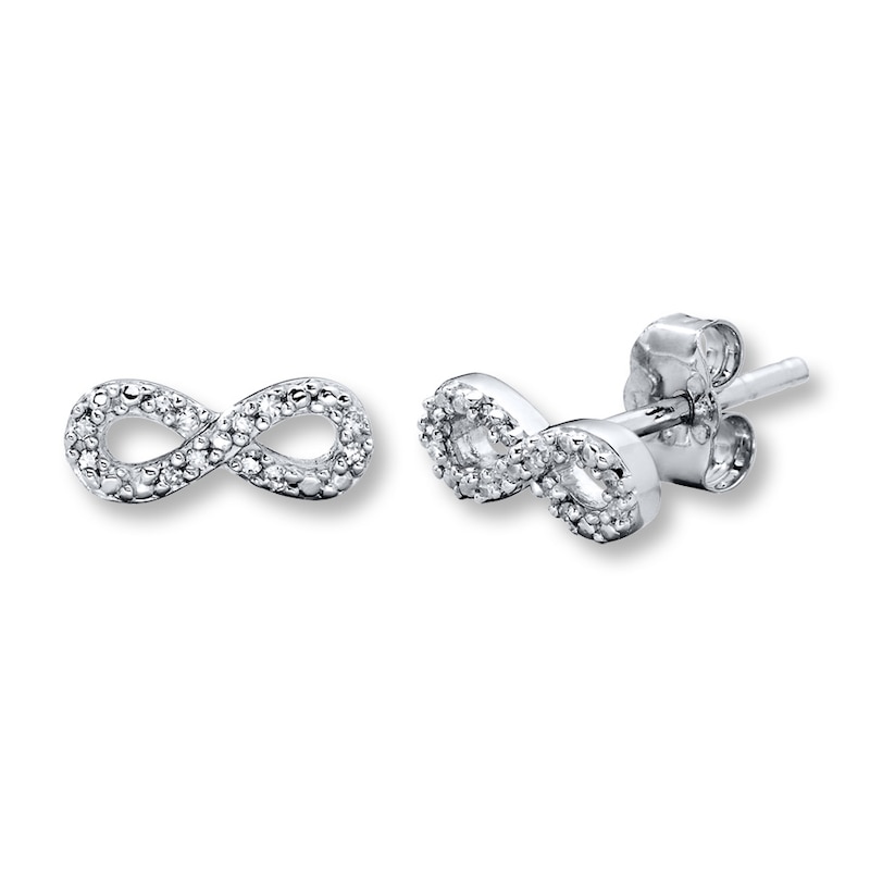 Main Image 1 of Diamond Infinity Earrings 1/20 ct tw Round-cut Sterling Silver