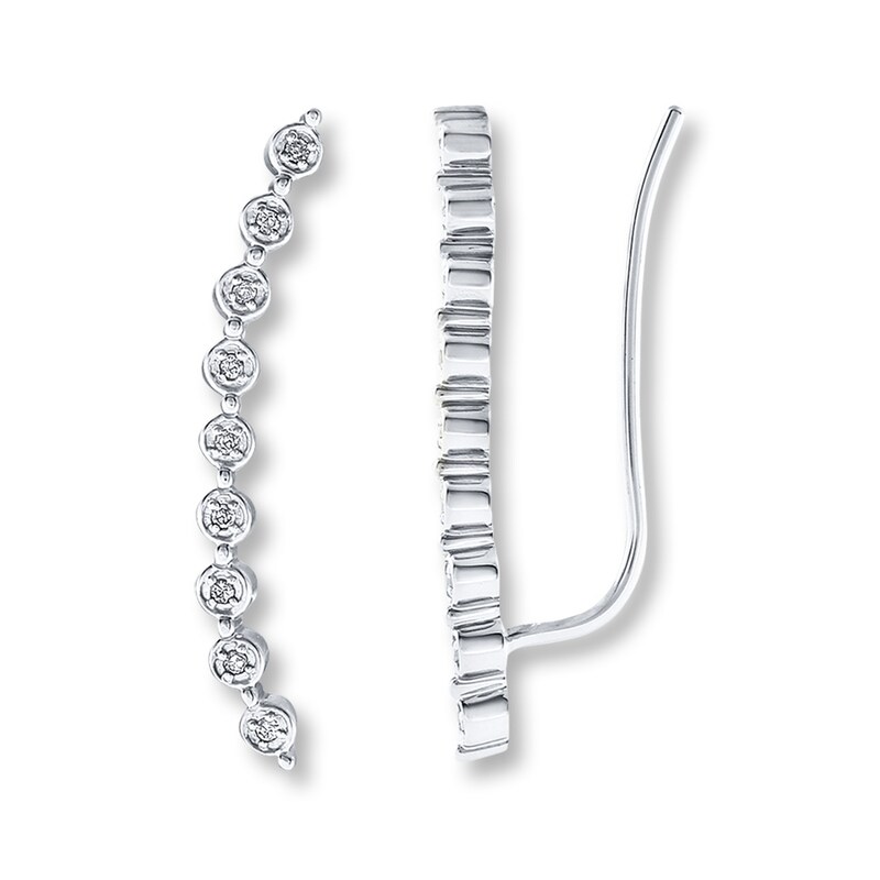 Earring Climbers 1/15 ct tw Diamonds Sterling Silver