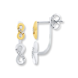 Infinity Earrings 1/20 ct tw Diamonds Sterling Silver & 10K Yellow Gold