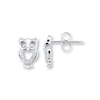 Thumbnail Image 0 of Owl Earrings Diamond Accents Sterling Silver