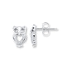 Thumbnail Image 1 of Owl Earrings Diamond Accents Sterling Silver