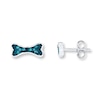 Thumbnail Image 1 of Blue Diamond Dog Bone Earrings 1/15 ct tw Sterling Silver