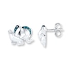 Elephant Earrings Blue Diamond Accents Sterling Silver