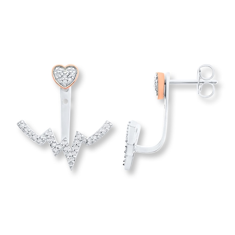 Front-Back Earrings 1/4 ct tw Diamonds Sterling Silver & 10K Rose Gold