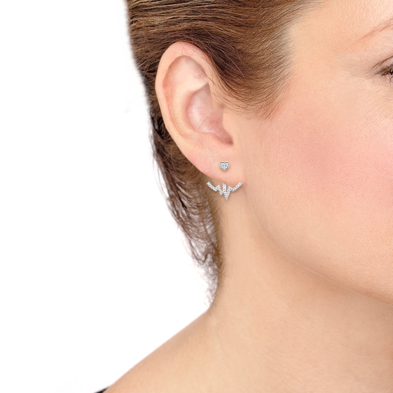 Main Image 2 of Front-Back Earrings 1/4 ct tw Diamonds Sterling Silver & 10K Rose Gold