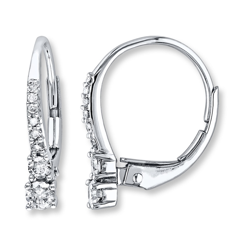 Hoop Earrings 1/3 ct tw Diamonds 10K White Gold | Kay