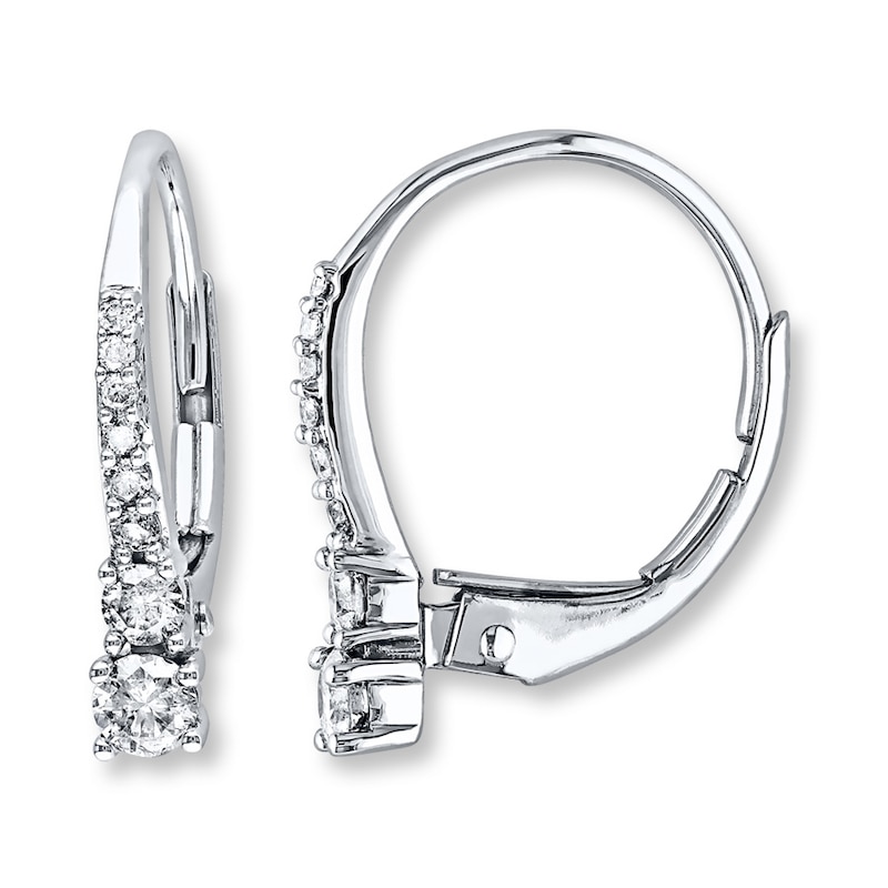 Main Image 1 of Hoop Earrings 1/3 ct tw Diamonds 10K White Gold