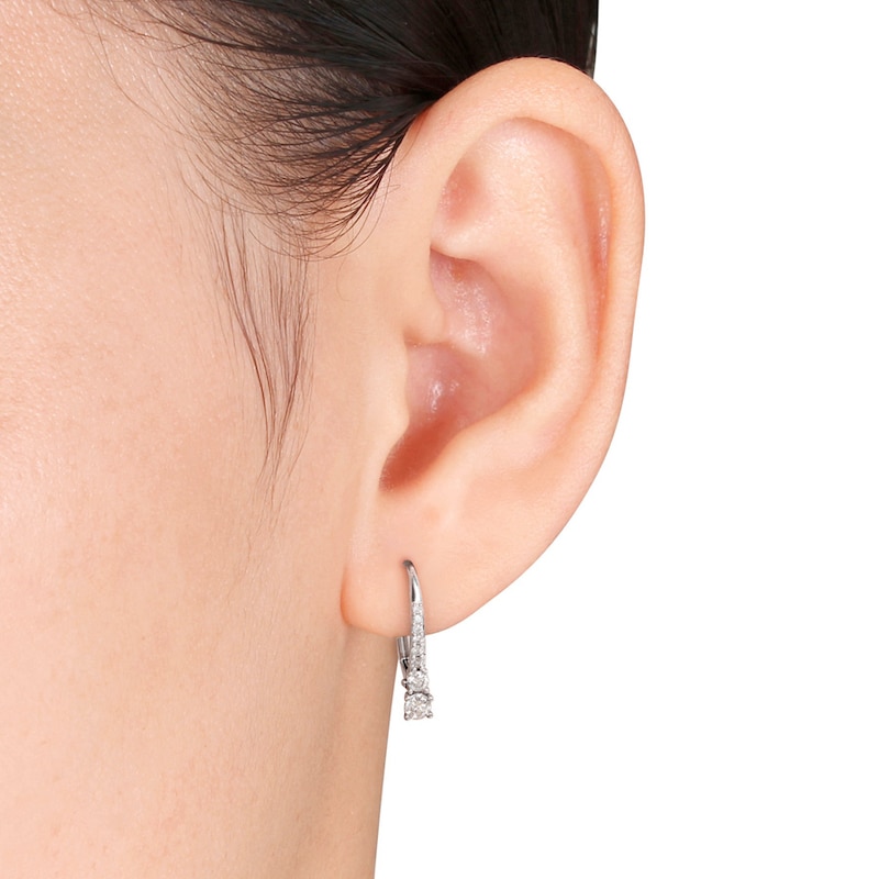 Main Image 2 of Hoop Earrings 1/3 ct tw Diamonds 10K White Gold
