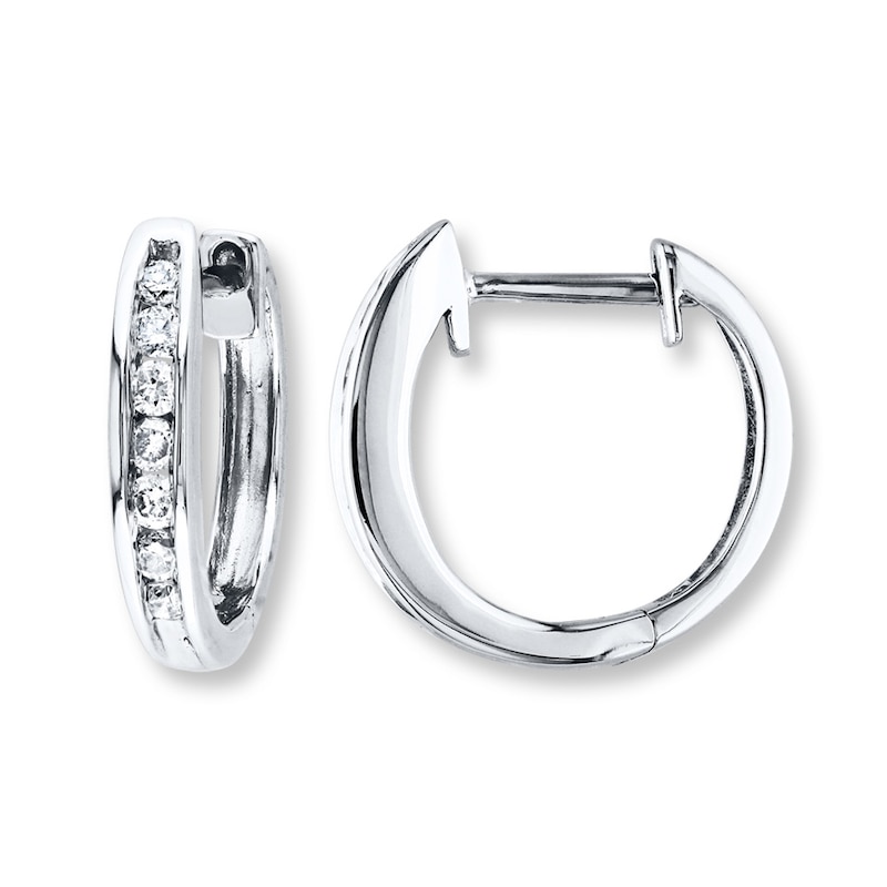 Main Image 1 of Hoop Earrings 1/4 ct tw Diamonds 10K White Gold