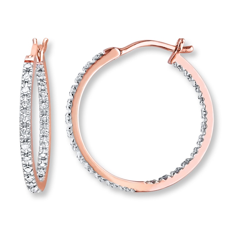 Main Image 1 of Hoop Earrings 1/4 ct tw Diamonds 10K Rose Gold