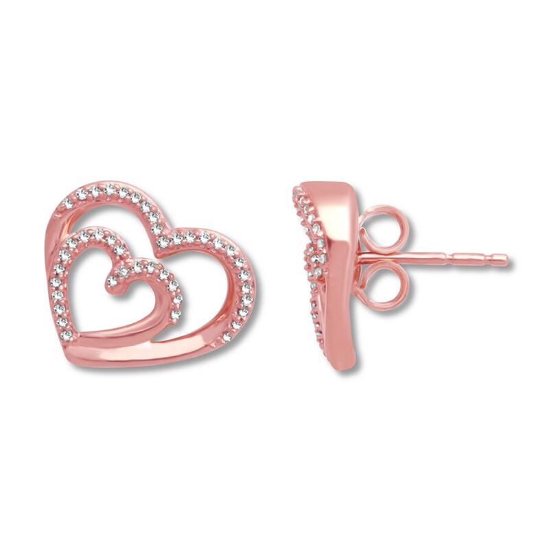 Diamond Heart Earrings 1 6 Ct Tw Round Cut 10k Rose Gold Kay Diamond Heart Earrings 1 6 Ct Tw Round Cut 10k Rose Gold Kay